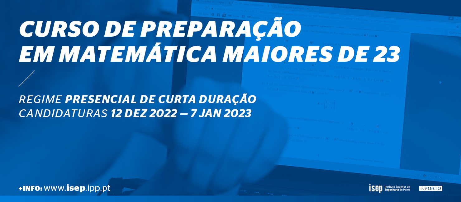 Curso Preparação Matemática para Maiores 23: inscrições abertas